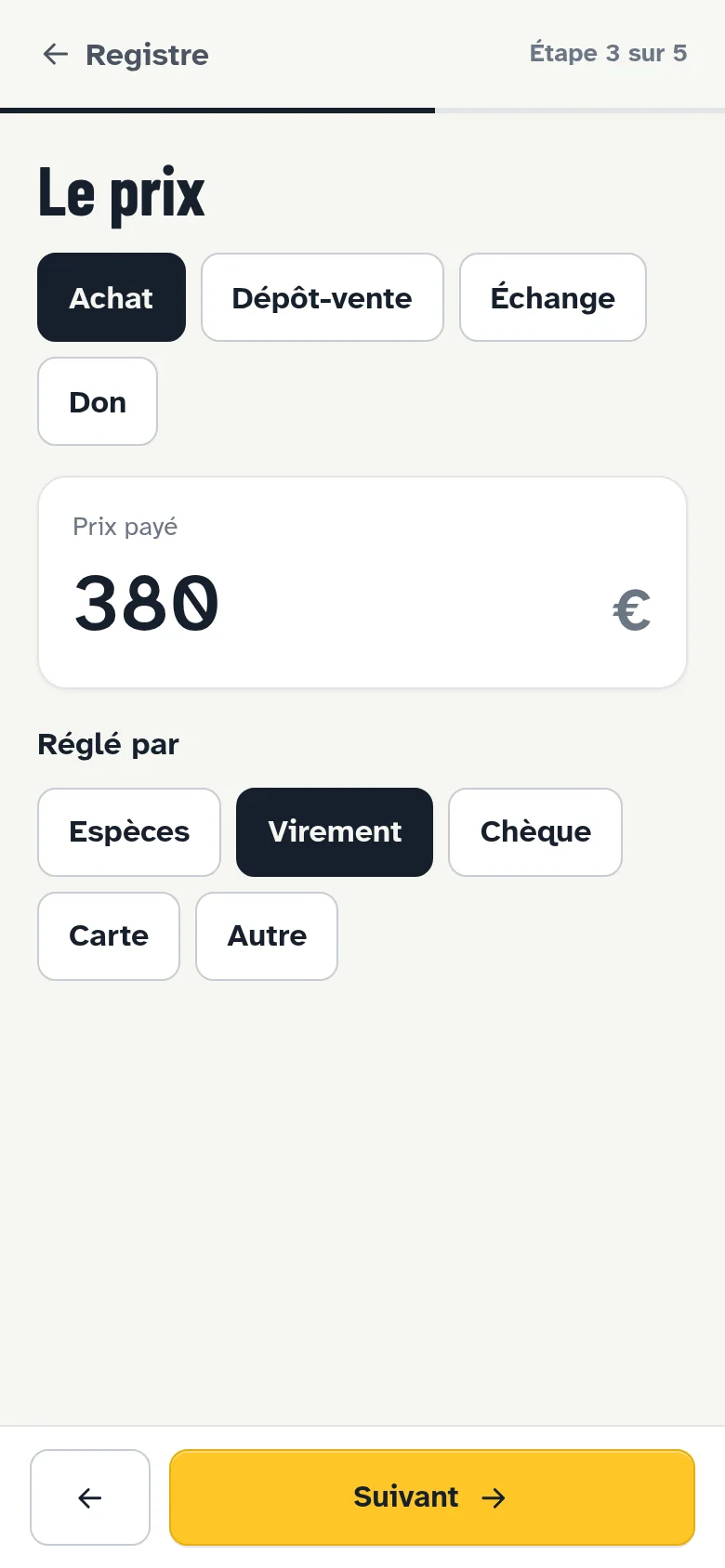 Le prix et le règlement